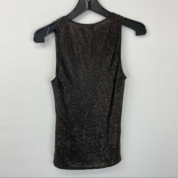 Ramy Brook Carmella V-Neck Metallic Knit Twist Tan - Picture 4 of 6